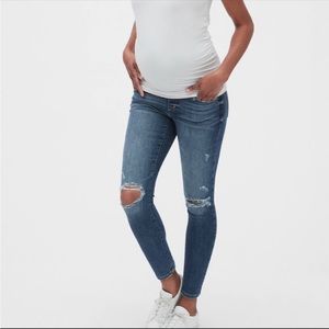 Gap Maternity Distressed Skinny Jeans Easy Legging Full Panel Blue Denim Size 27